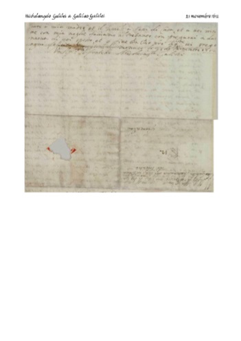 Michelangelo Galilei lettere 1612.11.21 recto a Galileo Galilei