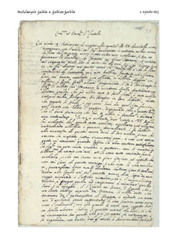 Michelangelo Galilei lettere 1627.08.04 a Galileo Galilei