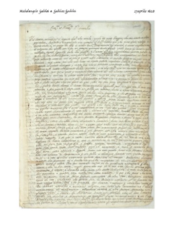 Michelangelo Galilei lettere 1628.04.27 a Galileo Galilei: Car.mo et Honor.do S.r Fratello, Ho sentito minutamente il s�guito del vostro male,