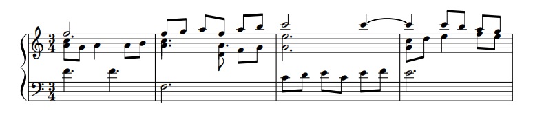 Romanesca undecima con cento parti 53 – 56 staff notation Vincenzo Galilei